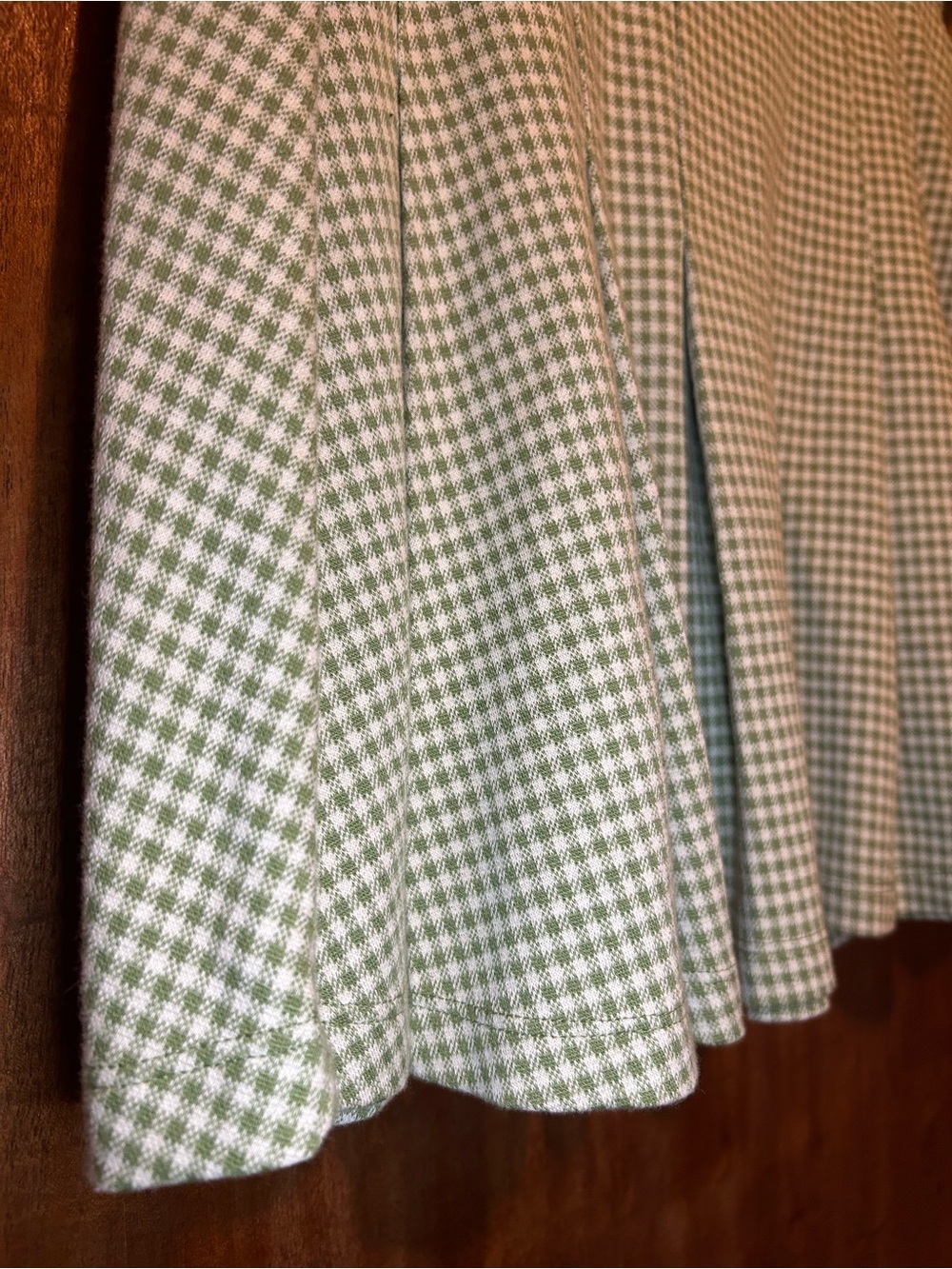 Free People Honey Pleated Gingham Mini Skirt Green - Picture 4 of 11